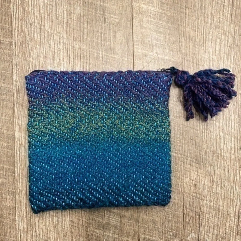 Handcrafted Loom woven Purple and blue yarn makeup bag/Toiletry bag